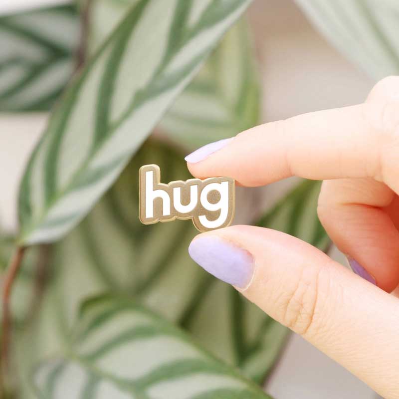 Alphabet Bags Hug Pin Lifestyle