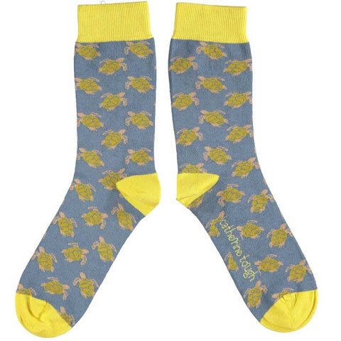 Catherine Tough Men's Organic Turtle Socks (Blue) Postboxed