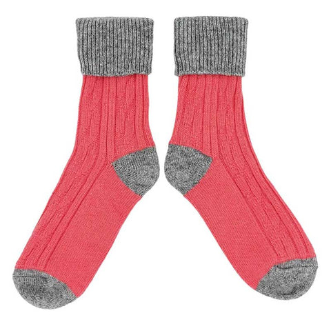 Women's Cashmere Socks pink grey