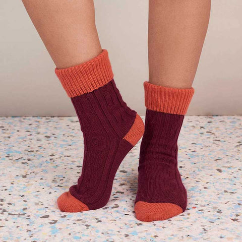 Women's Cashmere Socks orange red