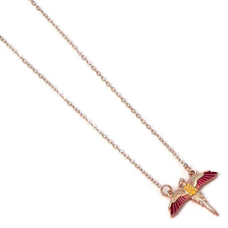 Harry Potter Rose Gold Plated Fawkes Necklace Zoomed