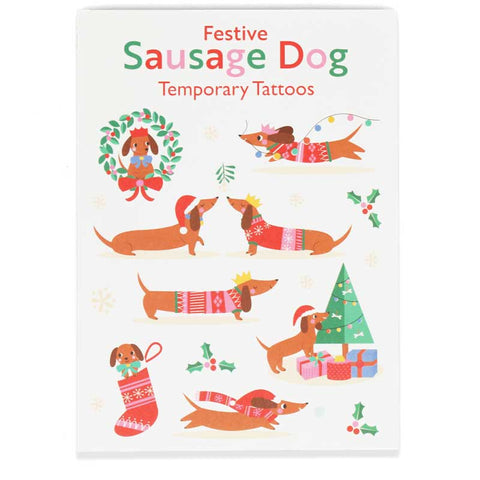 Rex London Festive Sausage Dog Tattoos Postboxed