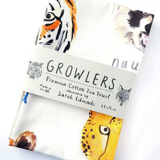 Sarah Edmonds Growlers Animal Cotton Tea Towel