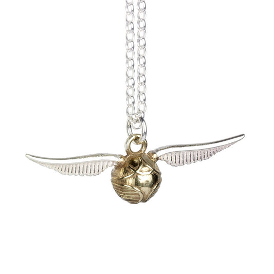 Sterling Silver Harry Potter Golden Snitch Necklace Angled