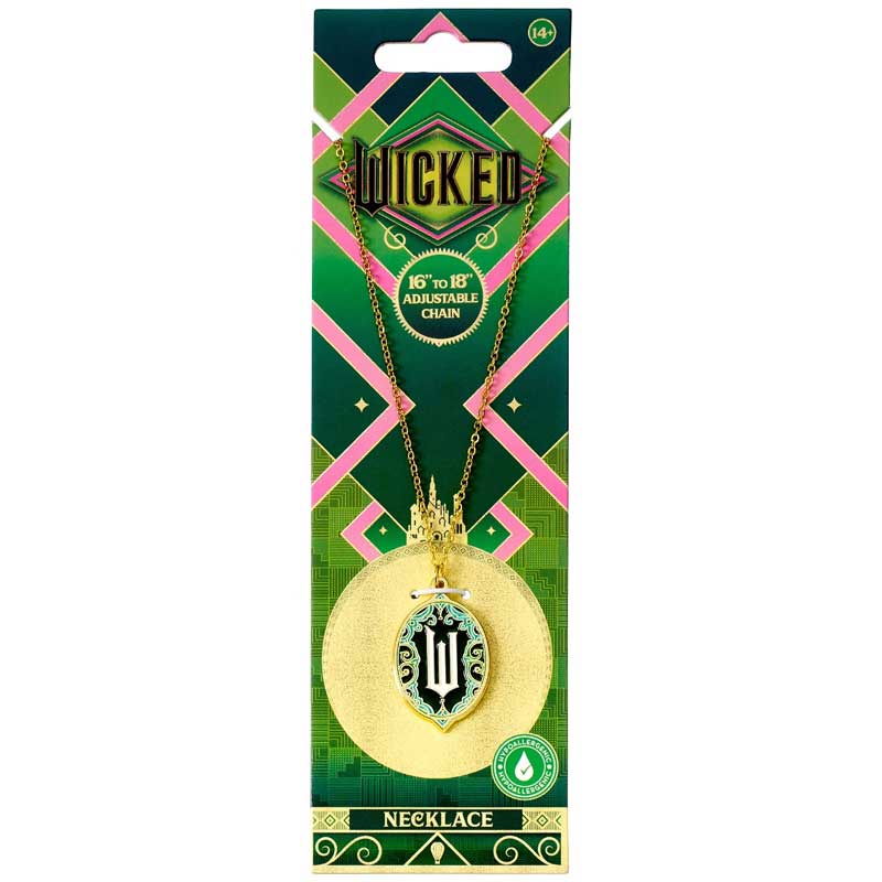 Wicked W Green Emerald City Necklace packaged