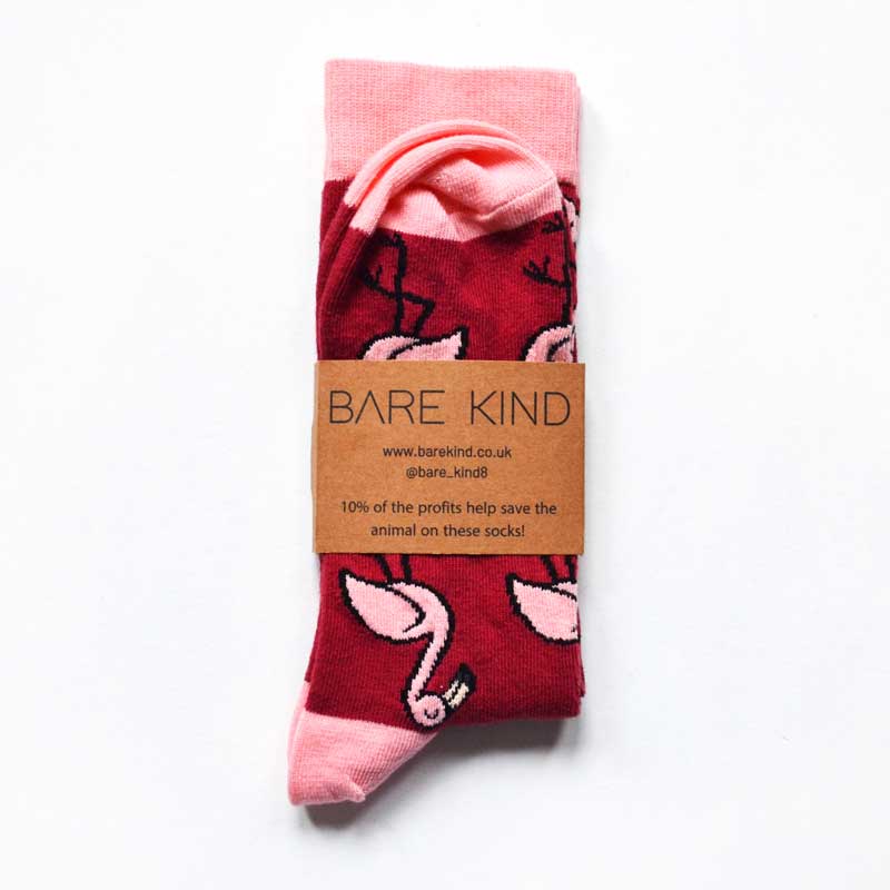 Bare Kind Save the Flamingos Women's Socks Packaged Back