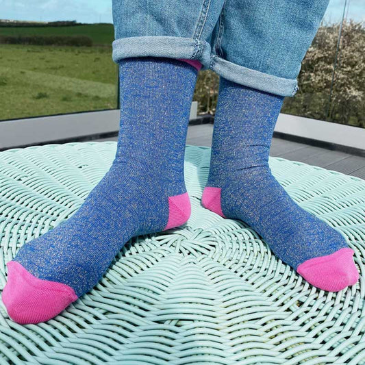 Catherine Tough Women's Glitter Socks (blue/pink)