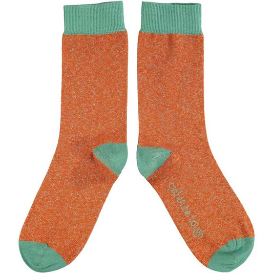 Catherine Tough Women's Glitter Socks (orange/jade)