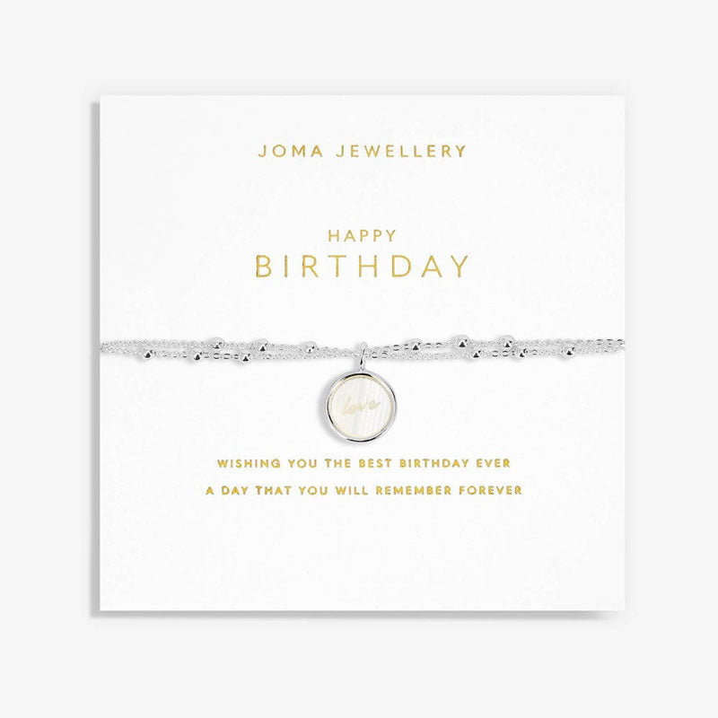 Joma Jewellery Happy Birthday Silver Bracelet Postboxed