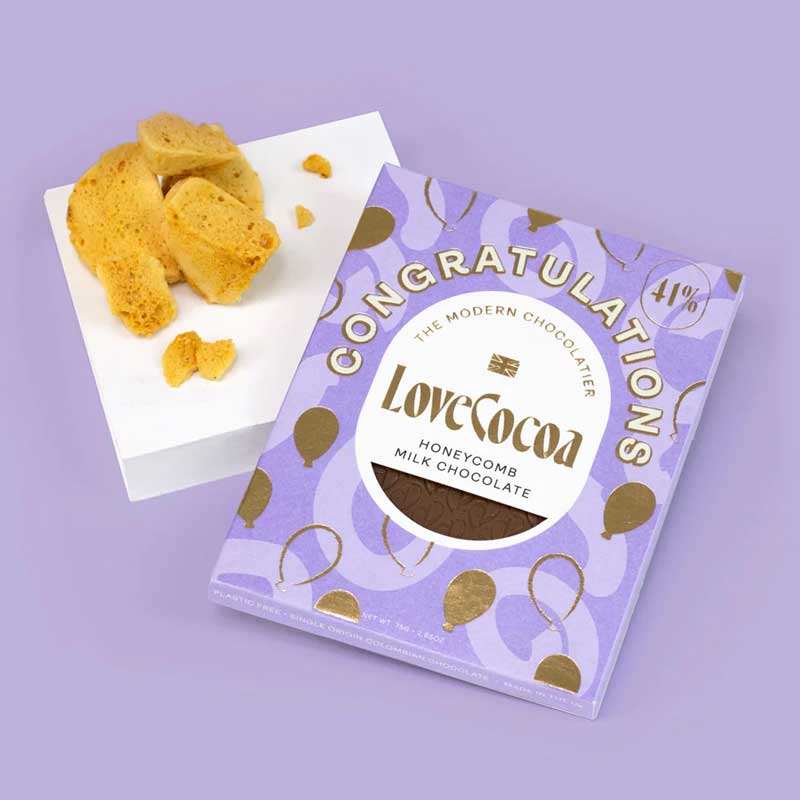 Love Cocoa Congratulations Honeycomb Milk Chocolate 