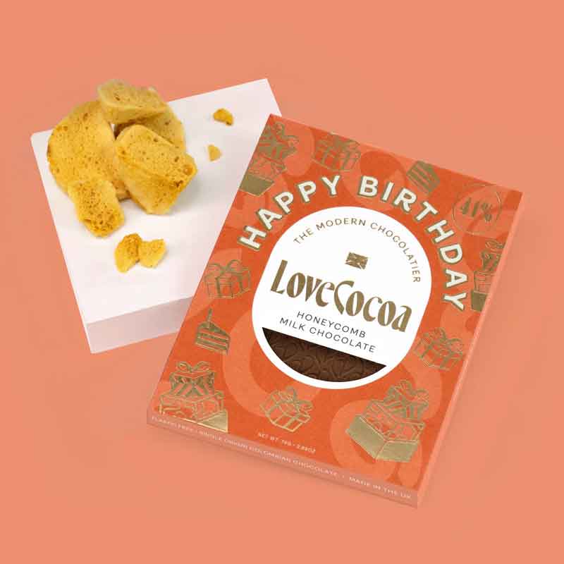 Love Cocoa Happy Birthday Honeycomb Milk Chocolate