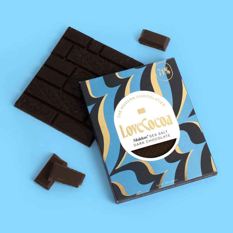 Love Cocoa Maldon Sea Salt 70% Dark Chocolate Bar  Postboxed