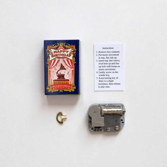 Happy Birthday Music Box in a Matchbox - Postboxed