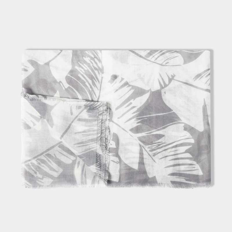 Palm Leaf Scarf (Grey and White) - Postboxed