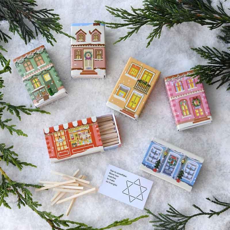 Six Matchbox Village Scene Cracker Fillers - Postboxed